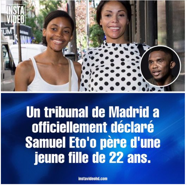 Samuel Eto'o reconnu papa d'une fille de 22 ans